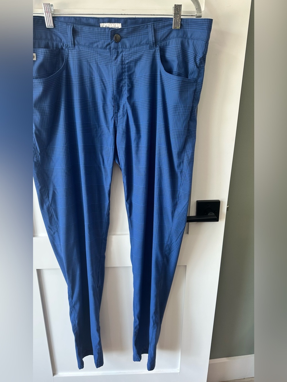 Peter Millar Performance Golf Pants Blue Plaid Mens 36 x 29